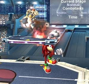 Knuckles performing a move or attack