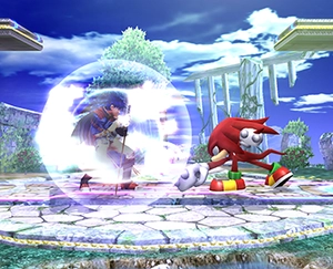 Knuckles performing a move or attack